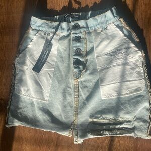 Brand New -Maniere De Voir Re-Worked Denim Mini Skirt - Blue